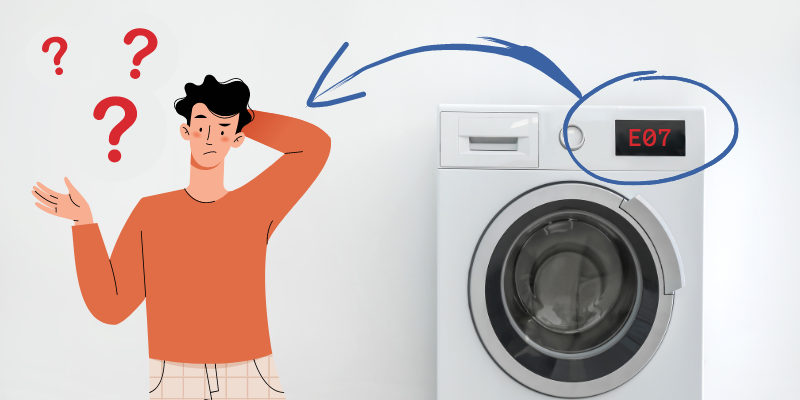 Hoover washing machine displaying the E07 error code