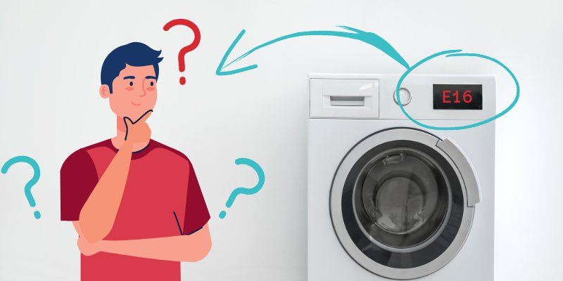 Hoover washing machine with the E16 error code on the display