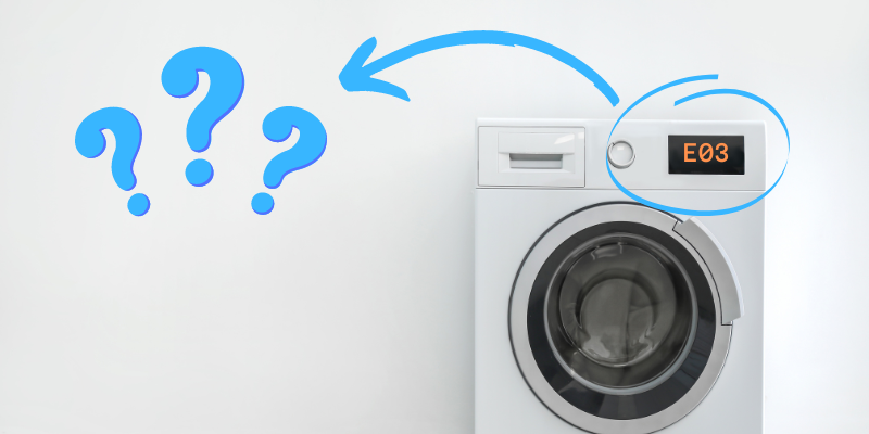 Hoover washing machine with the E03 error code on display