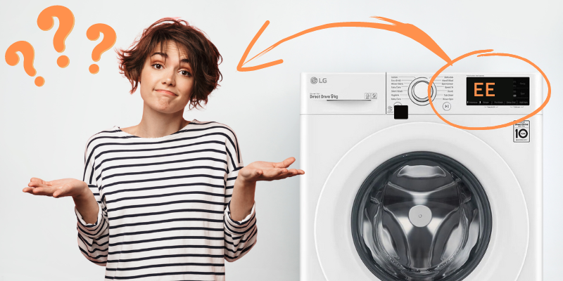 LG washing machine with the EE error code on the display