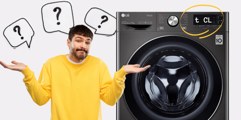 LG washing machine with the tCL error code on the display