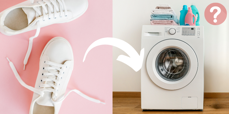 trainers being cleaned in a washing machine